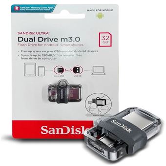 Clé Double Connectique USB 3.0 SanDisk Ultra Dual Drive m3.0 OTG 32 Go - 1