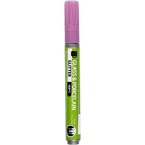 Creotime stylo à peinture verre & porcelaine pailletée rose