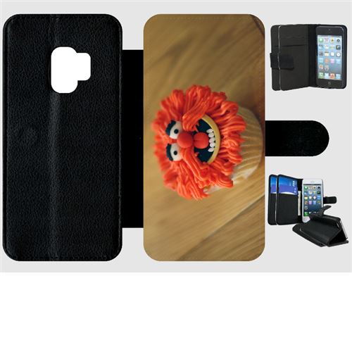 Etui My-Kase pour Galaxy S9 - muppets cupcakes - Simili-cuir Noir