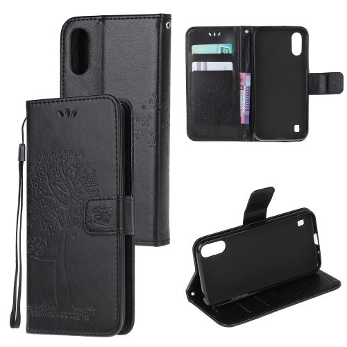 Etui en PU chouette noir pour votre Samsung Galaxy A01