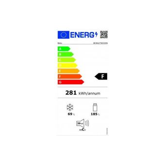 Réfrigérateurs combinés 254L Froid Brassé BEKO 54cm F, BCNA275E32SN