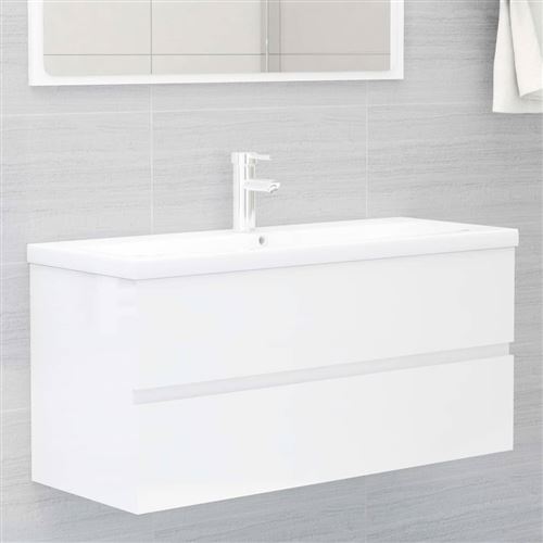 vidaXL Armoire d'évier Blanc brillant 100x38,5x45 cm Aggloméré