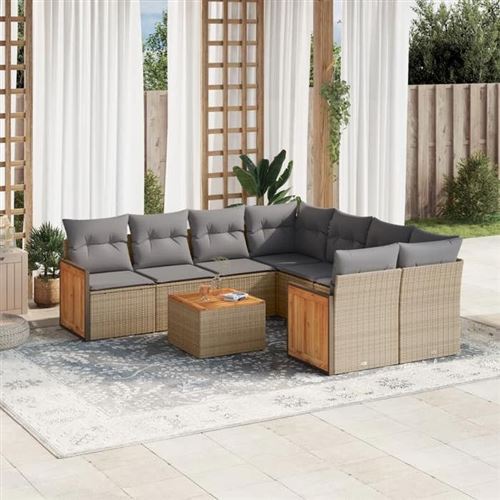 Non Communiqué Beige Salon De Jardin Modulable Vidaxl Resine Tressee 9 Pieces X 59 X 69 8 Personnes