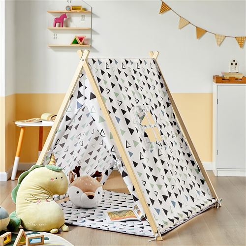 SoBuy® OSS02-F02 Tente de jeu pour enfant avec 2 portes et une fenêtre Gris clair