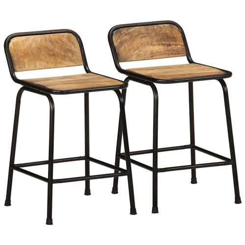 Sgabelli Da Bar 2 Pz 46x35,5x70 Cm Legno Massello Grezzo Mango - Vidaxl