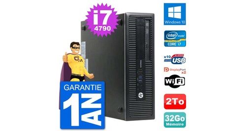 Pc hp elitedesk 800 g1 core i7-4790 ram 32go disque dur 2to windows 10 wifi
