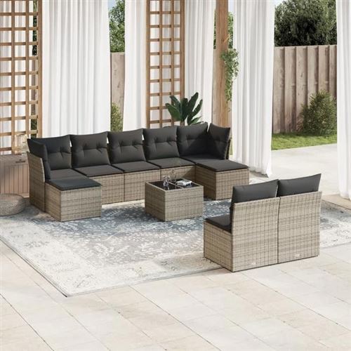 Non Communiqué Gris Salon De Jardin Modulable Vidaxl Rotin 10 Pieces 9 Personnes