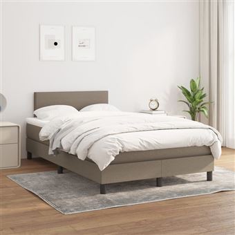 vidaXL Sommier à lattes de lit avec matelas Taupe 120x200 cm Tissu - 1