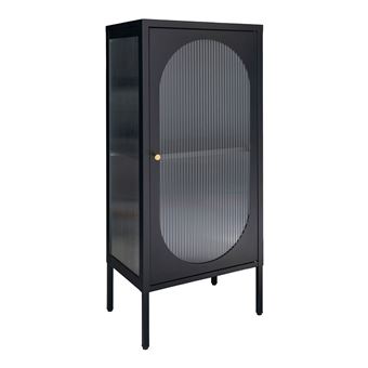 Vitrine Basse 1 Porte Acier Noir et Verre Ondulé - METOS - ALTOBUY - 1