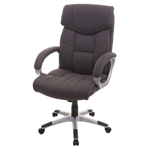 Chaise de bureau MENDLER HWC-A71, chaise pivotante, tissu imitation daim, gris foncé