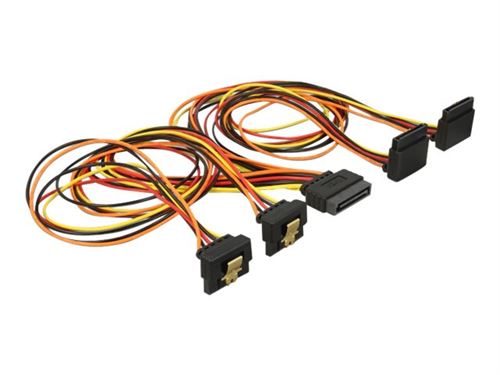 Delock - Répartiteur d'alimentation - alimentation SATA (P) verrouillé pour alimentation SATA (R) clip métal - 3.3 / 5 / 12 V - 50 cm - noir, jaune, rouge, orange