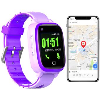 Montre Traceur GPS 4G pour Senior Enfant Localisation Temp rature Cardio Pression Violet YONIS