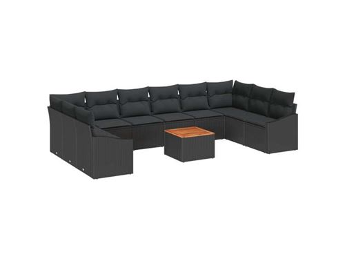 Non Communiqué Noir Salon De Jardin Modulable Vidaxl Rotin 11 Pieces 12 Personnes