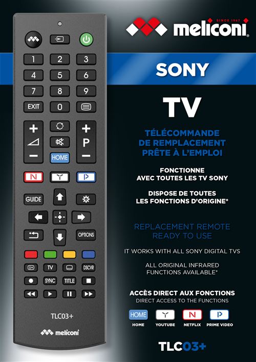 Télécommande pour TV Sony