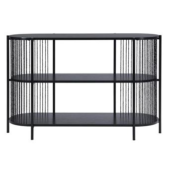 Console, meuble d'entrée en bois, métal coloris noir - Longueur 124 x Profondeur 42 x Hauteur 80 cm- JUANIO - - 1