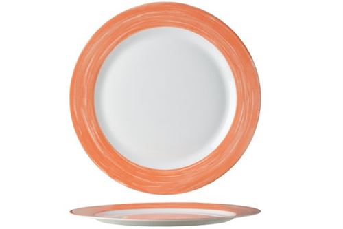 Arcoroc Brush Vaisselle - Orange - Assiettes à dîner - 25,4cm - (Set de 6)