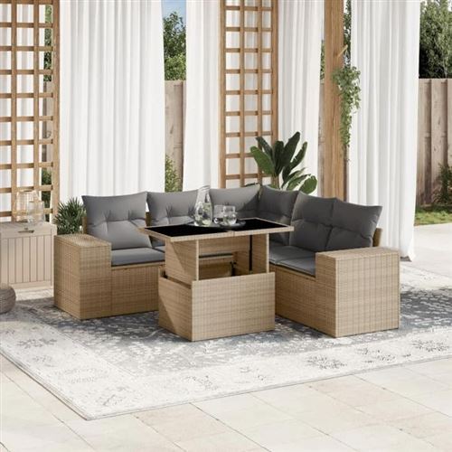 Vidaxl Beige Salon De Jardin 6 Pièces - Image 3