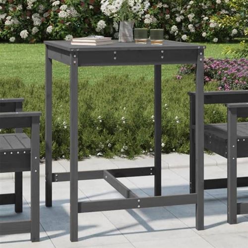 vidaXL - Table de jardin haute - Bois de pin massif - Gris - 82,5x82,5x110 cm - Image 2