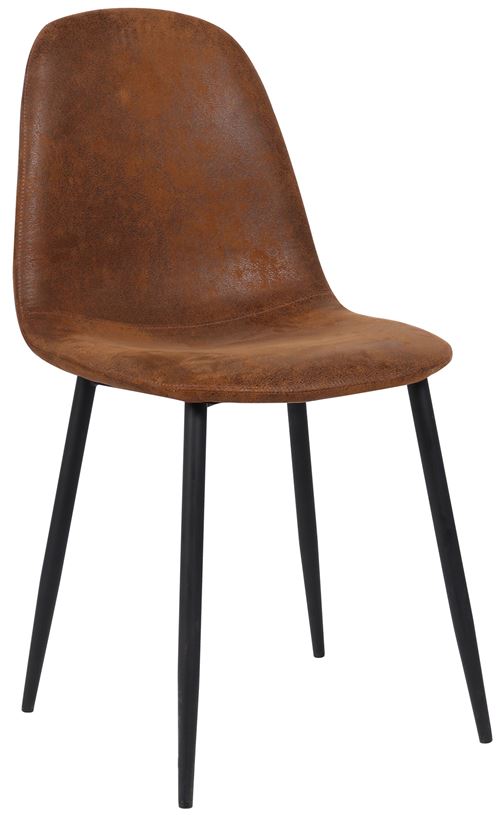 CLP Chaise de salle à manger Napier avec Piètement en métal noir  Marron/Similicuir vintage