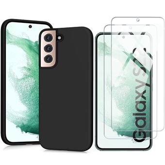 Coque Pour Samsung Galaxy S22 5G Silicone Noire + 2 Verres Trempes  Little Boutik® - 1