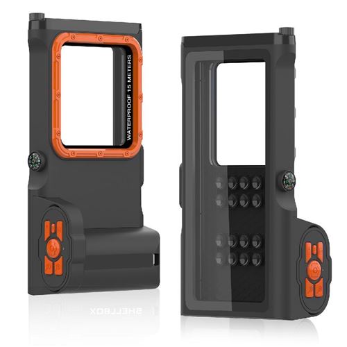 Coque pour ZURSANA iPhone 16 Pro Max/Samsung S24 Ultra Universelle Etui De Plongée Coque Submersible Photo Sous-marine 50ft/15m Bluetooth Avec Contrôle APP Orange