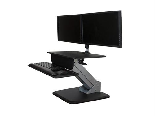 Giantex poste de travail bureau assis-debout réglable en hauteur pour  ordinateur avec plateau pour clavier, système de ressort à gaz et support  de tablette - Conforama