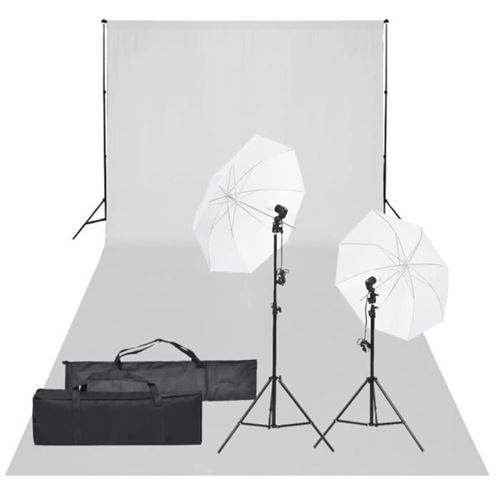 Non Communiqué Noir Vidaxl Kit De Studio Photo, Avec Éclairage Et Toile De Fond