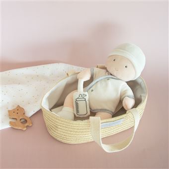 Poupon avec couffin Doudou et Compagnie Blanc et Gris