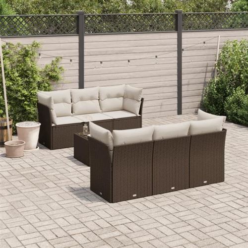 Non Communiqué Marron Salon De Jardin Modulable Vidaxl Rotin 7 Pieces X 179 X 69 6 Personnes