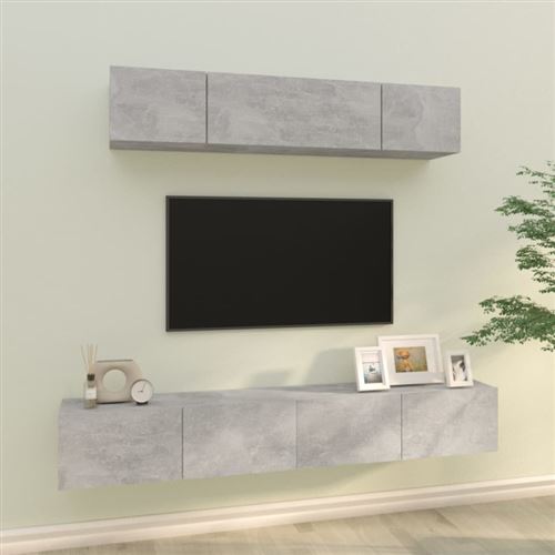 Ensemble de meubles TV 4 pcs Gris béton Bois d ingénierie
