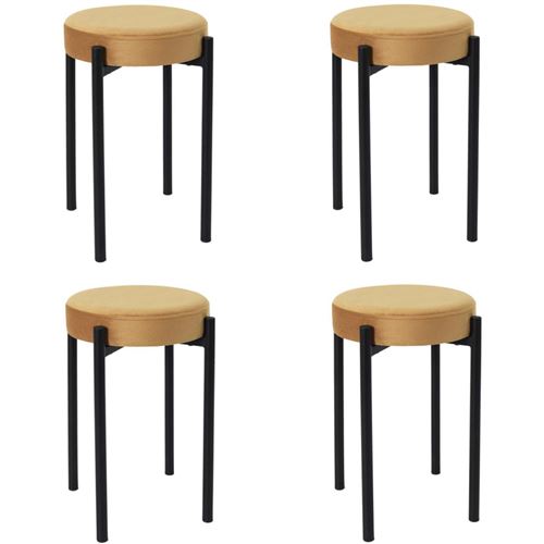 Tabouret en velours bubble 45cm ocre