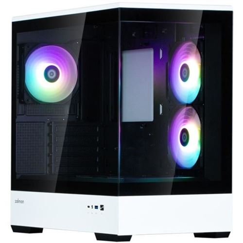 Boîtier Pc Mini Tour Sans Alim - Zalman P30 Bw (Noir/Blanc) - Micro Atx/Mini-Itx - 3X120Mm A-Rgb - Usb-C/3.0/Hd Audio