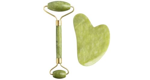 Rouleau de massage en pierre de jade - jade roller facial anti-age,vert