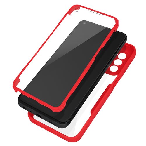 Avizar Coque pour Oppo A74 5G Dos Plexiglas Avant Polymère Coins Renforcés Avizar Contour rouge