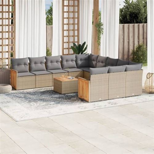 Non Communiqué Gris Vidaxl Salon De Jardin Modulable - Lot De 13 Pièces - Résine Tressée Beige - 12 Personnes