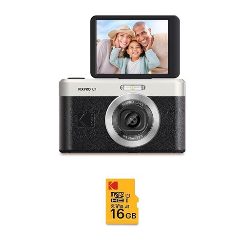 Pack Kodak Pixpro C1 Appareil Photo Compact noir + Carte microSDHC 16 Go