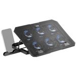 Refroidissement Base et Stand 16 Mars Gaming MNBC23 LED Bleu 6 Ventilateurs Stand 6 Positions Support Smartphone Noir