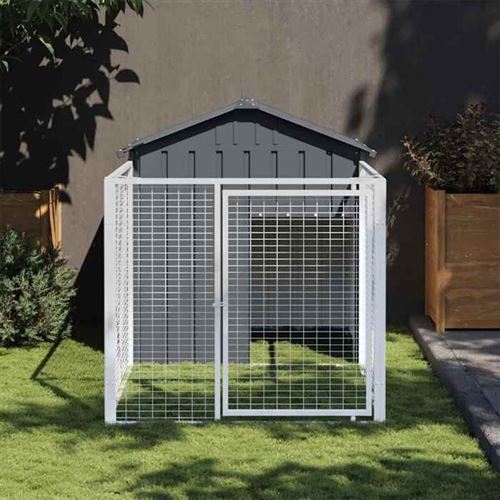 Comparer les prix de vidaXL Niche pour chien avec cour anthracite 117x201x123 cm