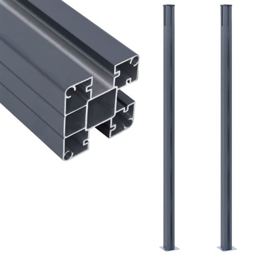 Non Communiqué Gris Poteaux De Clôture 2 Pcs Foncé 185 Cm Aluminium