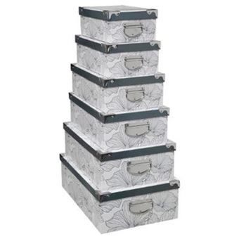 FIVE Simply Smart - Lot de 6 Boîtes de Rangement "Délicat" 48cm Blanc - 1