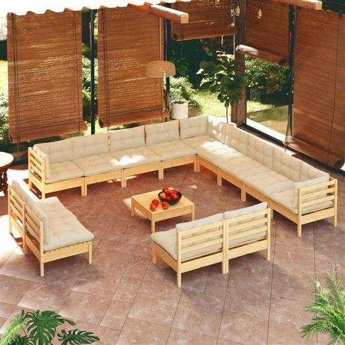 Non Communiqué Bois Salon De Jardin Modulable Vidaxl Beige 14 Pieces X 63.5 X 62.5