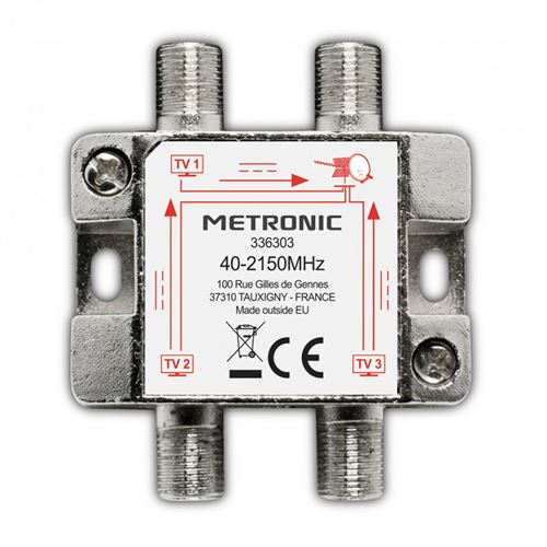 Metronic Répartiteur Tv/Sat 3 Sorties À Fiche F Blindé Métal - Image 2