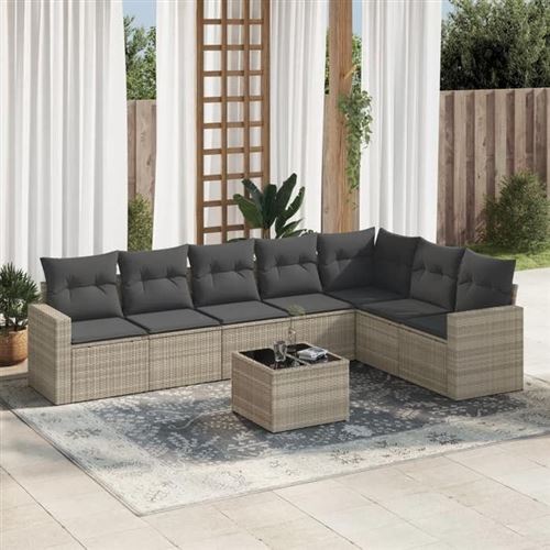 Non Communiqué Gris Vidaxl Salon De Jardin Avec Coussins 8 Pcs, Canapés Avec Pieds Réglables, Ensemble De Meubles D'extérieur Patio Terrasse, 3219052