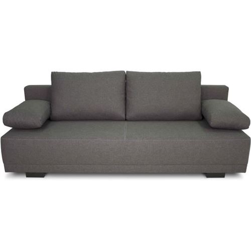 Banquette convertible en Tissu Gris – L 195 x P 122 x H 78 cm – LARA - Fabriqué en Ukraine