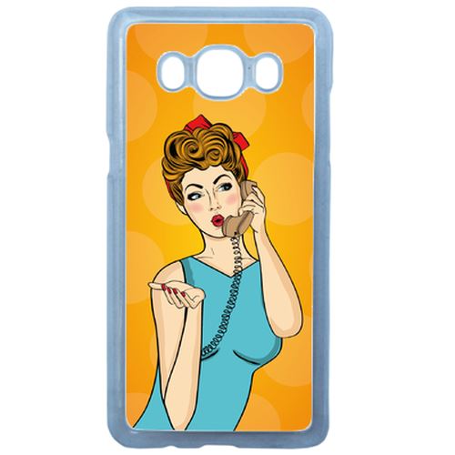 Coque Pin Up Fond Orange Compatible Samsung Galaxy J3 2016 Transparent