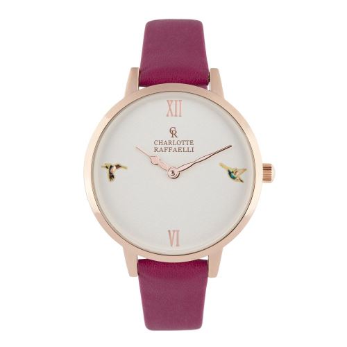 Montre Femme Charlotte Raffaelli à Quartz Cadran Blanc 36mm Et Bracelet Rose Gold En PU CRS18011