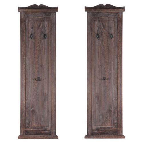 2x patère, portemanteau, vestiaire ouvert, 28x3,5x109cm, shabby, vintage, marron
