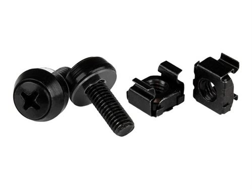 Startech.com Noir Startech Écrou Cage M6 - Vis M6 - Pack De 50 - Écrous Cage Et Vis M6x12 De Montage Pour Rack Et Armoire Serveur - Kit De Vis Pour Rack - Pour P/N: Rack-18U-20-Wall-Oa, Rack-21U-20-Wall-Oa, Rack-24U-20-Wall-Oa, Rk12od2, Rk3236bkf