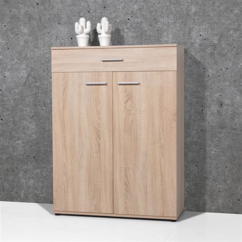 Meuble à chaussures 24 paires avec tiroir en bois EASY chêne
