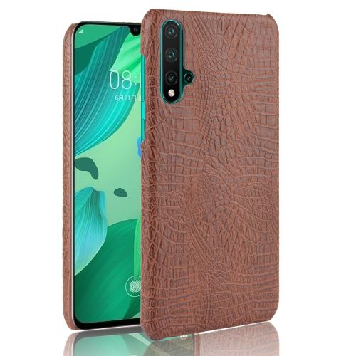 Coque en TPU + PU crocodile marron pour votre Huawei Nova 5/Nova 5 Pro